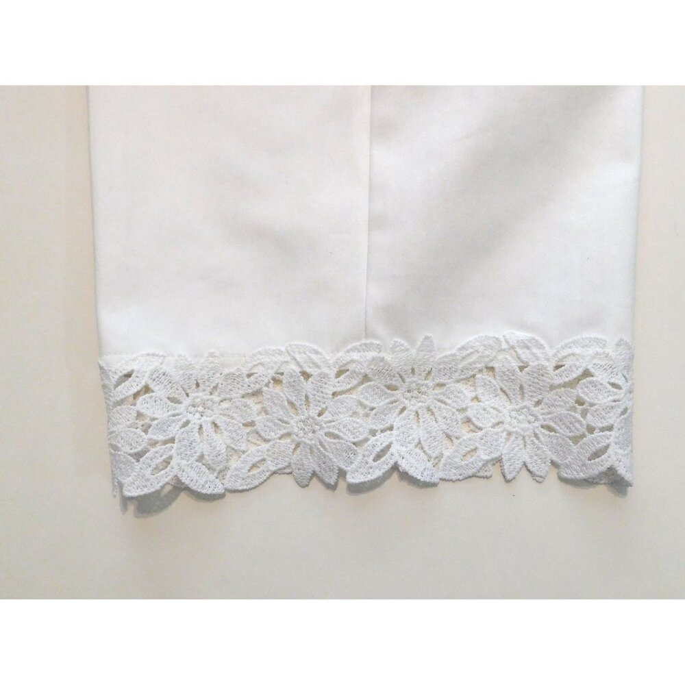 Alfred Dunner Capri Pants Womens Size 14 White Lace Hem Classic Fit Cropped - Picture 5 of 7